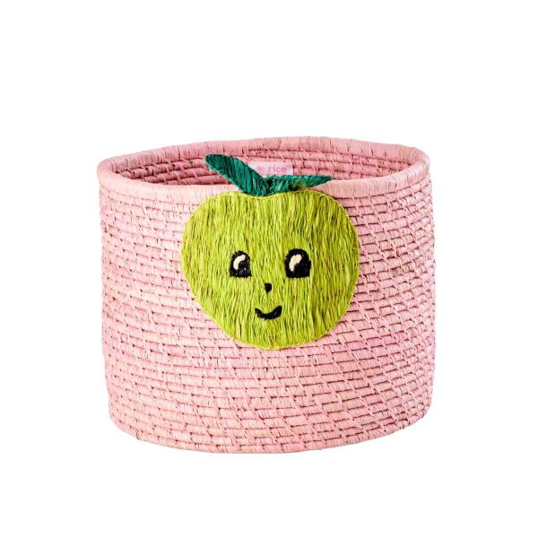 Raffia Korb Rosa rund 