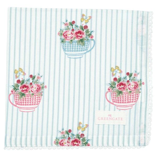 Serviette Alma flowers white 