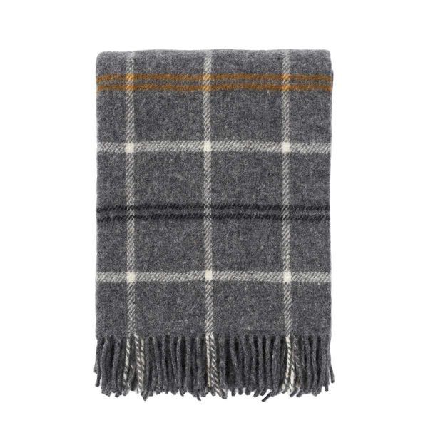 Wolldecke Tartan grau 