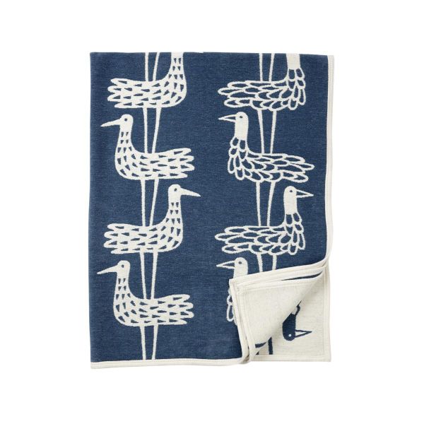 Wolldecke Shore Birds blau 